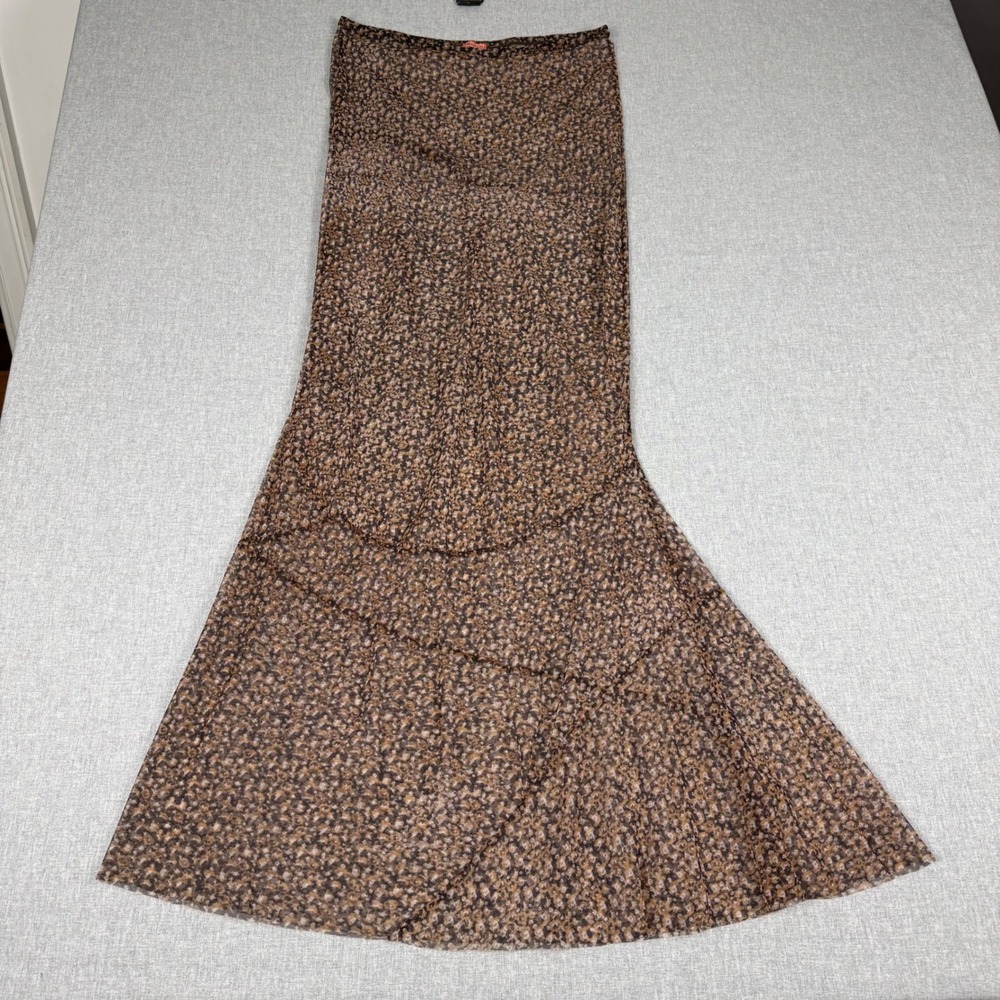 Chan Luu Brown Abstract Print Sheer Mesh Strapless Maxi Dress Large - Picture 7 of 13